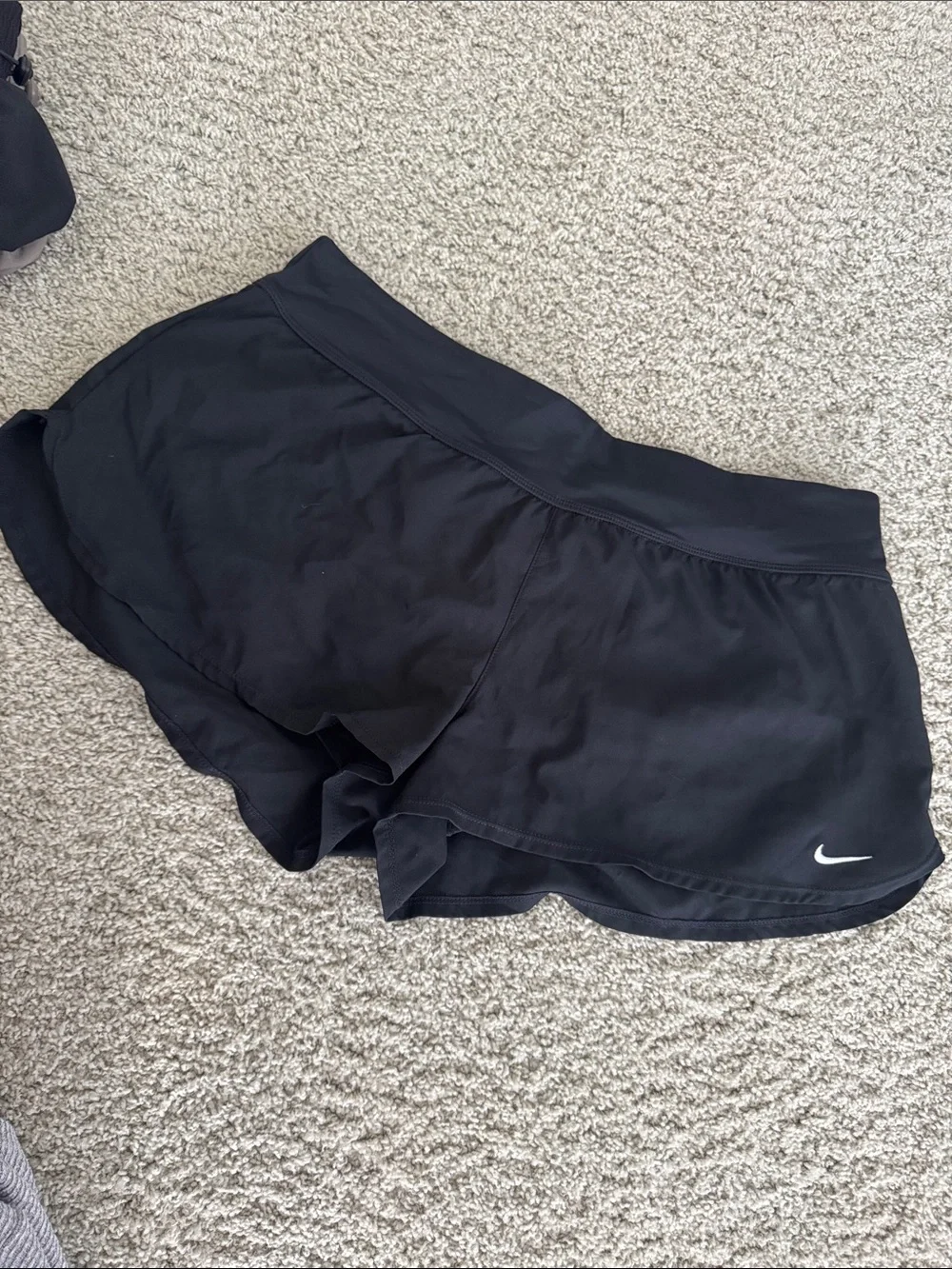 Nike Black Women's Athletic Running Shorts with White Swoosh